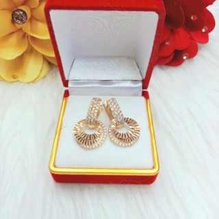 Bông Tai Đồng Đỏ Mẫu Chạm Ý 2 Tầng Màu Vàng Miền Tây 750