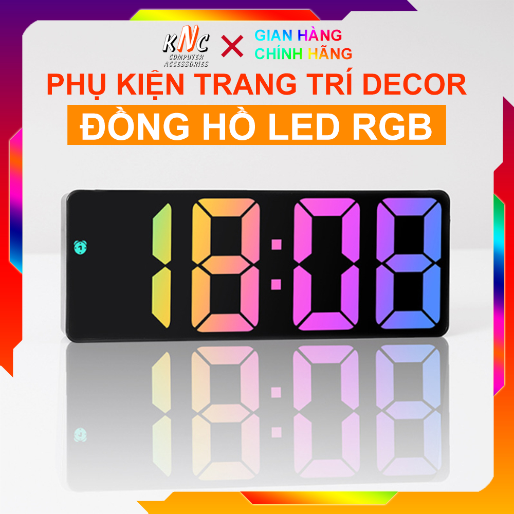 Đồng Hồ Led RGB INS 7025 Sáng Tĩnh Trang Trí Treo Tường - Để Bàn - Báo Thức - Smart Clock