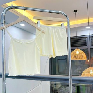  Set đồ ngủ 2 dây chất liệu thun gân áo kèm quần đính nơ dễ thương - LAEM SAIGON 