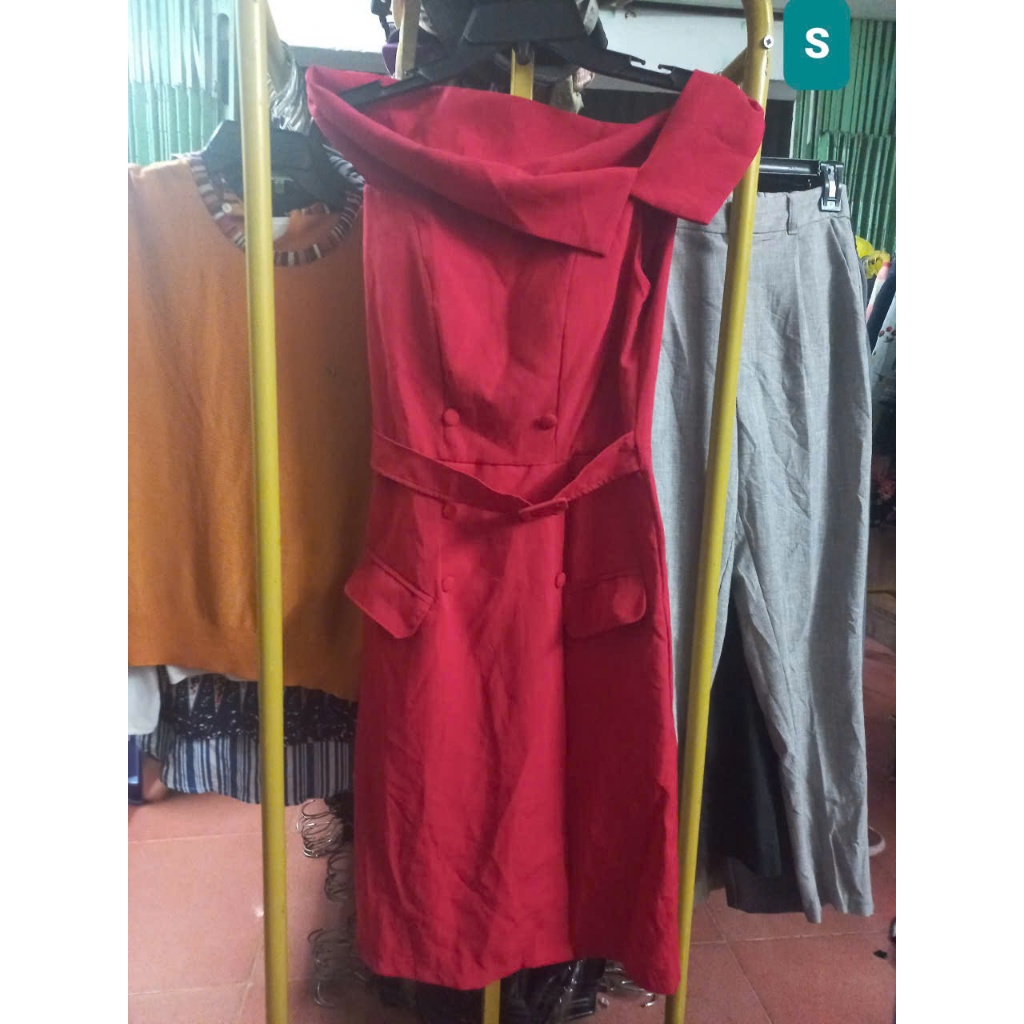 áo đầm đỏ hồng S MS46