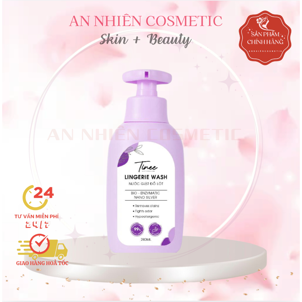 Nước Giặt Đồ Lót Sinh Học Tinee 280ml - Nano Bạc Phiên Bản Mới Hương Nước Hoa - Tím