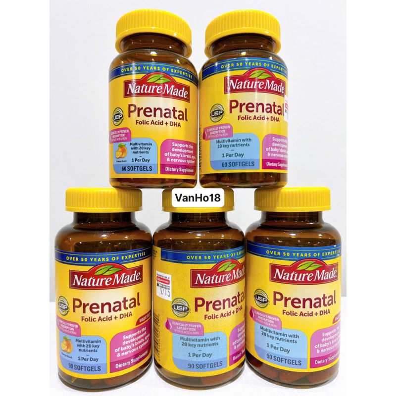 Viên Uống Nature Made Prenatal (Multi) Folic Acid +Dha 200Mg
