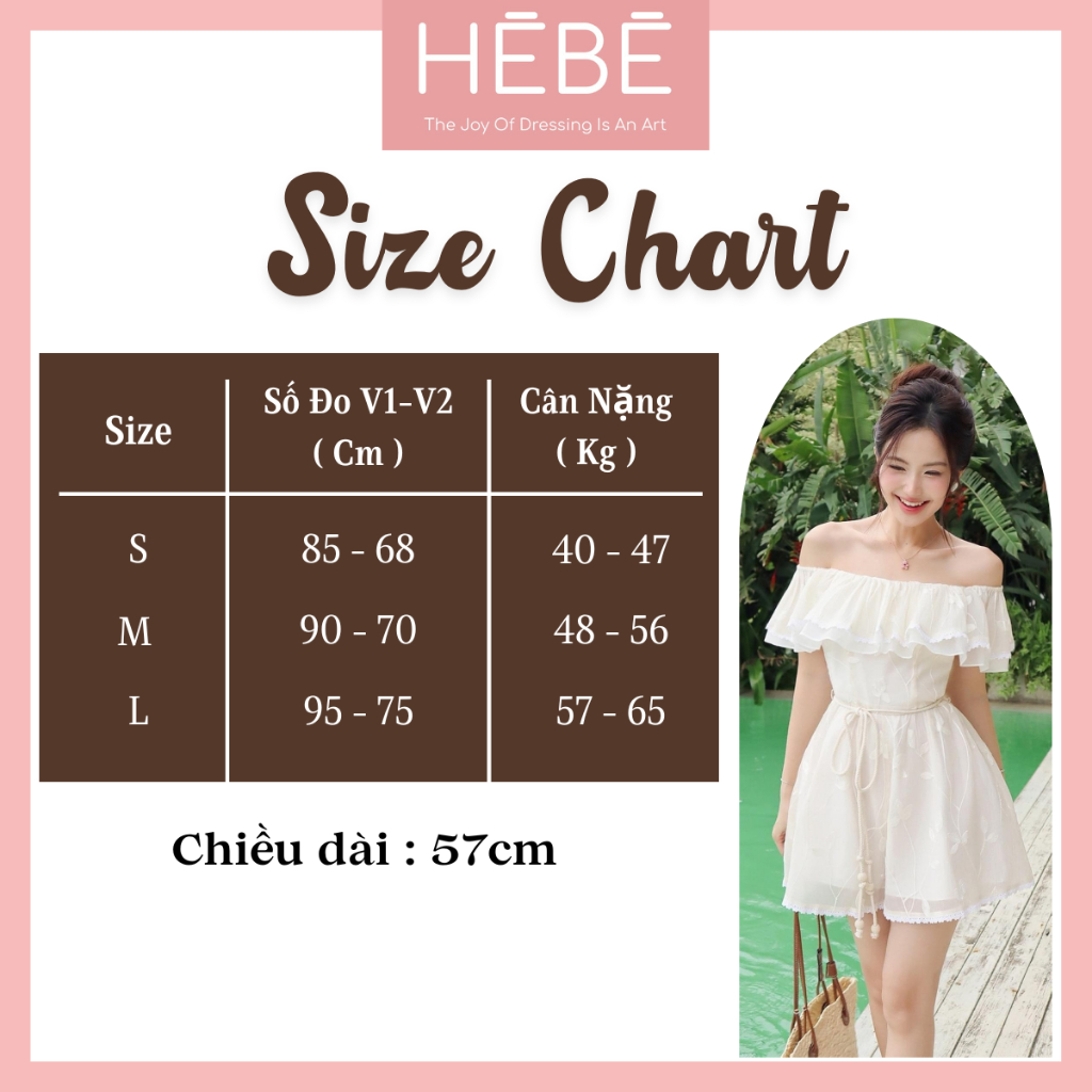 Set váy nữ Gemi thiết kế dáng jumpsuit trễ vai thêu hoa, Đầm nữ thời trang chất tơ tằm cao cấp trẻ trung nữ tính HEBE | BigBuy360 - bigbuy360.vn