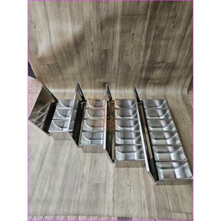 KHAY INOX ĐỰNG GIA VỊ DẠNG HỘP DÀI, NGĂN LIỀN NHAU 3,4,5 hoặc 6 NGĂN (Ảnh thật shop tự chụp)