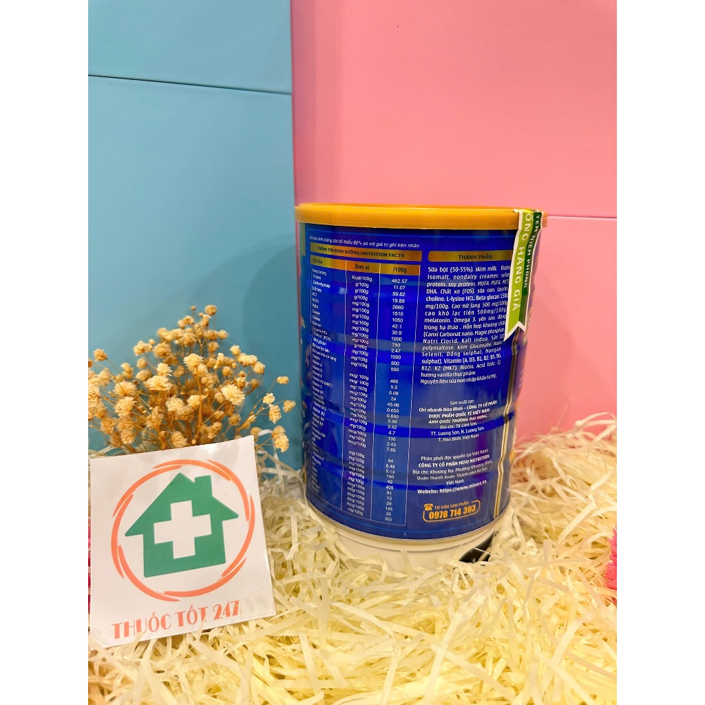 MISURE 850G - Sữa Non Ngủ Ngon MISURE Gold 850G - Hỗ trợ cải thiện giấc ngủ ,bổ sung dinh dưỡng. Công nghệ 100% từ HOA K