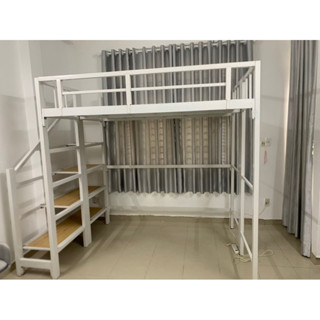 Giường Tầng Gác Khung Hộp 1m6x2m có bậc cầu Thang Gỗ