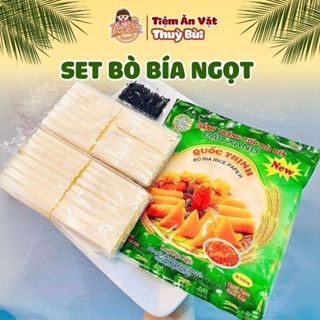 Set Bò Bía Ngọt đầy đủ lá cuốn + vừng đen + thanh kẹo, set đồ ăn vặt, đồ ăn vặt nội địa