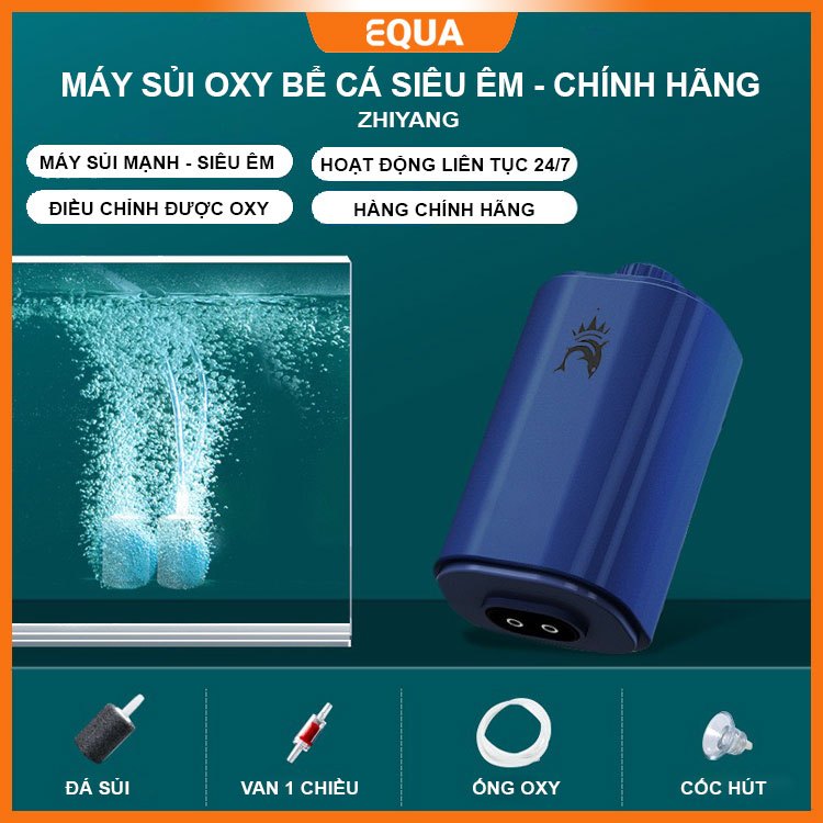 Máy sục Oxy bể cá siêu êm, siêu mạnh 2 vòi ZHIYANG, máy sủi oxy điều chỉnh được khí SC-F03