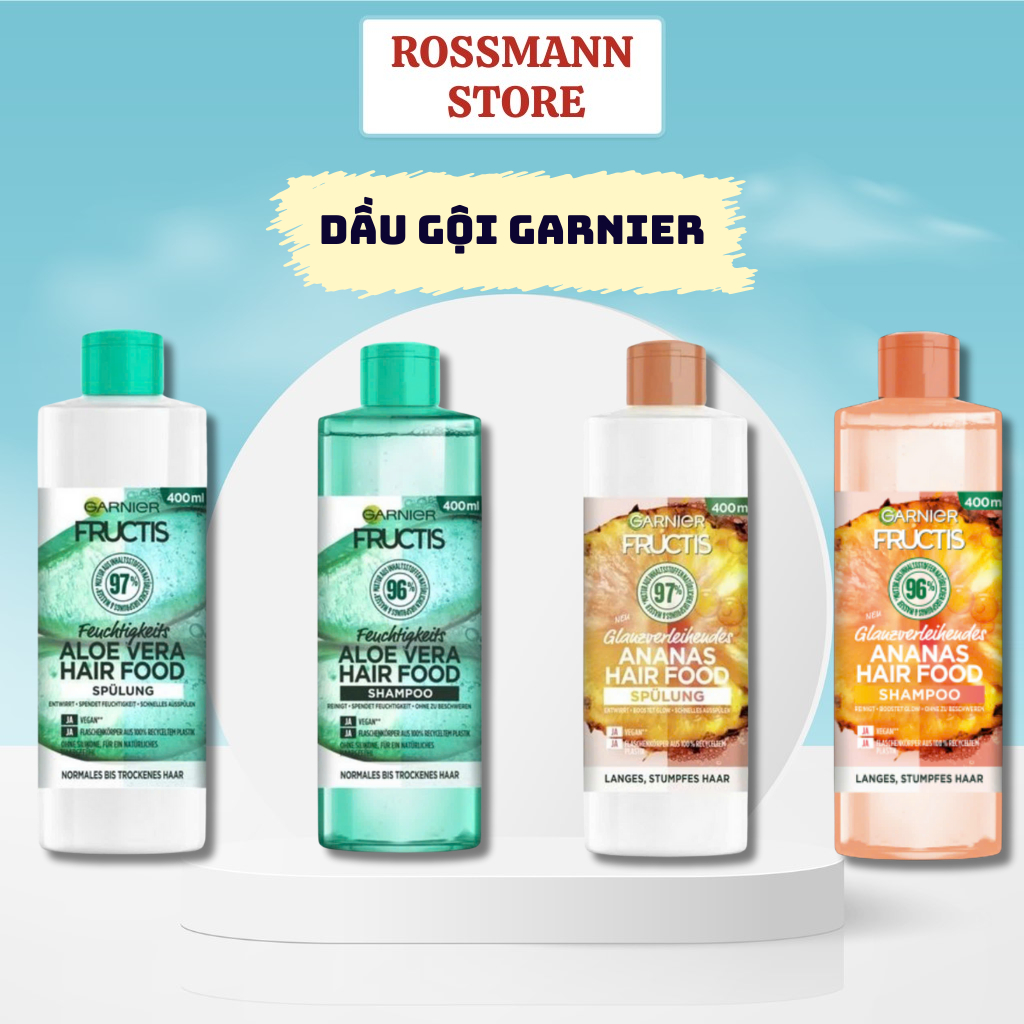 Dầu gội xả Garnier Fructis Hair Food 400ml Dưỡng Tóc Phục Hồi Tóc Hư Tổn-Nội Địa Đức