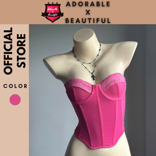[Ảnh thật] Áo Quây Corset Hồng Ren Form Lửng Cao Cấp Y2k, Áo Ống Corset Kiểu Cúp Ngực Hàng Nhập [AdorablexBeautiful]