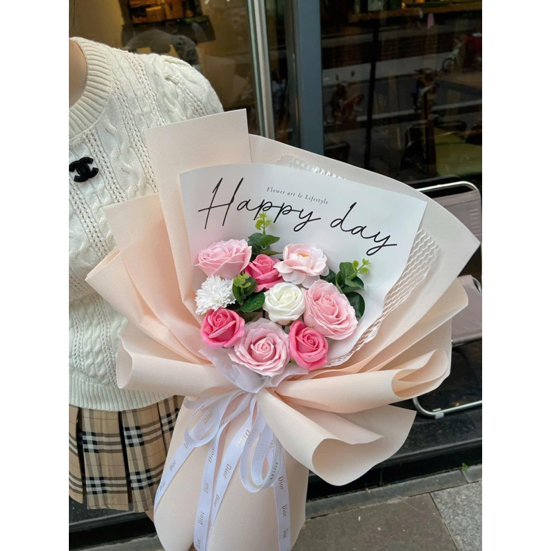 BÓ HOA SÁP CAO CẤP THIẾT KẾ MÃ 9191 cao 45-50cm(PINGPONG,ECUDOR...