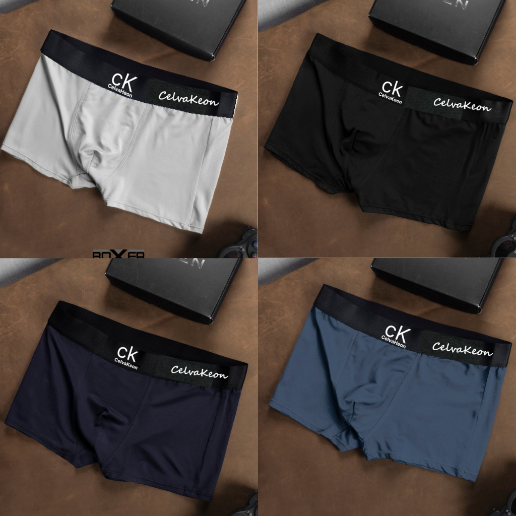 Combo 4 quần lót nam boxer thun lạnh HQ13 cao cấp co dãn 4 chiều thoáng khí QUỲNH DƯ FASHION