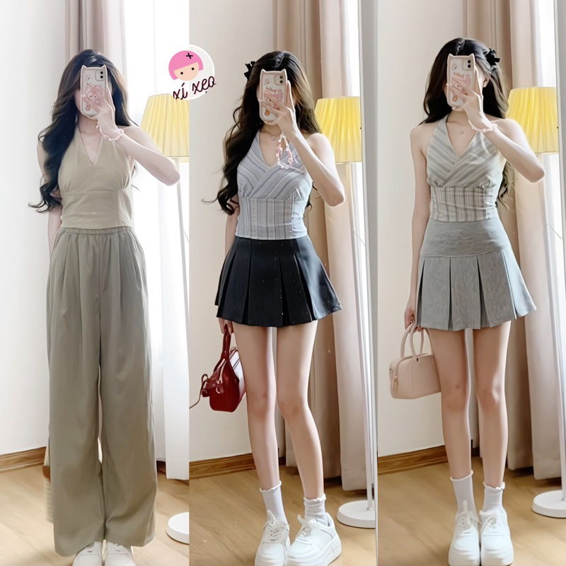 Áo yếm croptop cổ buộc dây xixeoshop - A34 | BigBuy360 - bigbuy360.vn