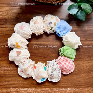 1 đôi (2 chiếc) Bao tay sơ sinh cho bé chất xô muslin mỏng, yentsan