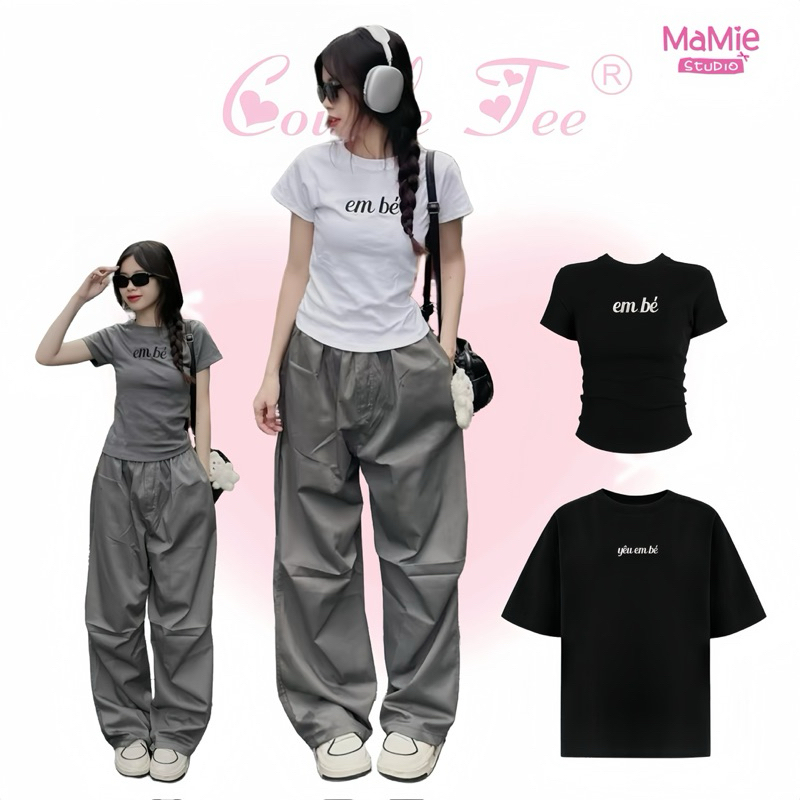 Áo thêu EM BÉ, áo baby tee form body siêu tôn dáng, chất thun cotton thoáng mát - clothingforgirl Mã Mã Store | BigBuy360 - bigbuy360.vn