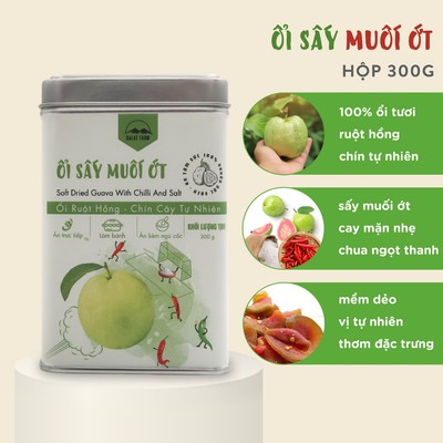 Ổi Sấy Muối Ớt DalatFarm - Hộp thiếc 300g