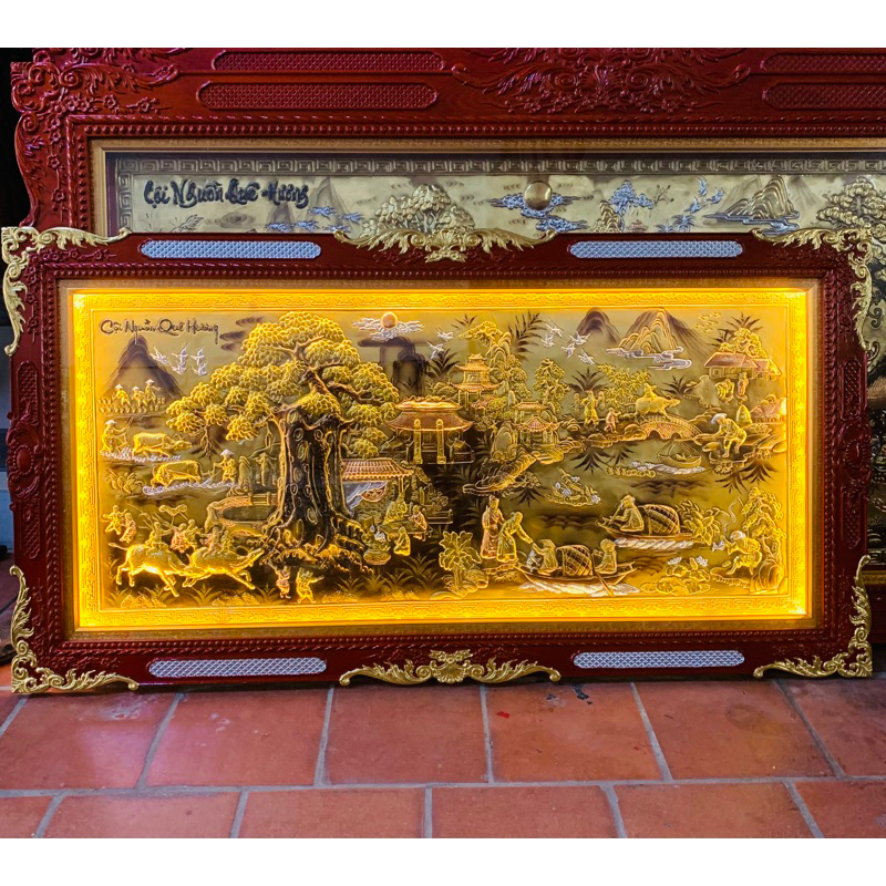 Tranh Đồng Quê Cội Nguồn Quê Hương Cao Cấp Mạ V.àng 24k