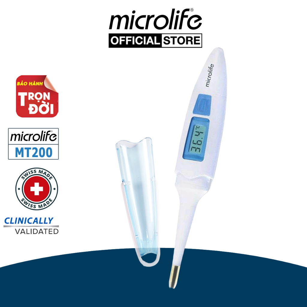 [Đo nhanh, 10 giây cho kết quả] Nhiệt kế điện tử Microlife MT200 - đầu mềm mạ vàng , chống kích ứng 