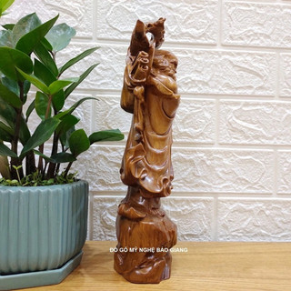Tượng đạt ma sư tổ gỗ bách (cao 30 ngang 11 sâu 7cm)