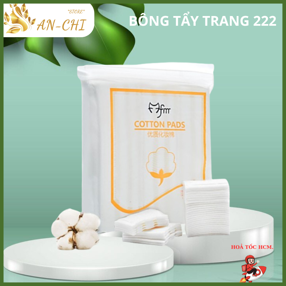 Bông tẩy trang Cotton Pads 222 miếng mềm mịn thấp hút tốt, mềm mại, sạch sẽ, Anchi Beauty