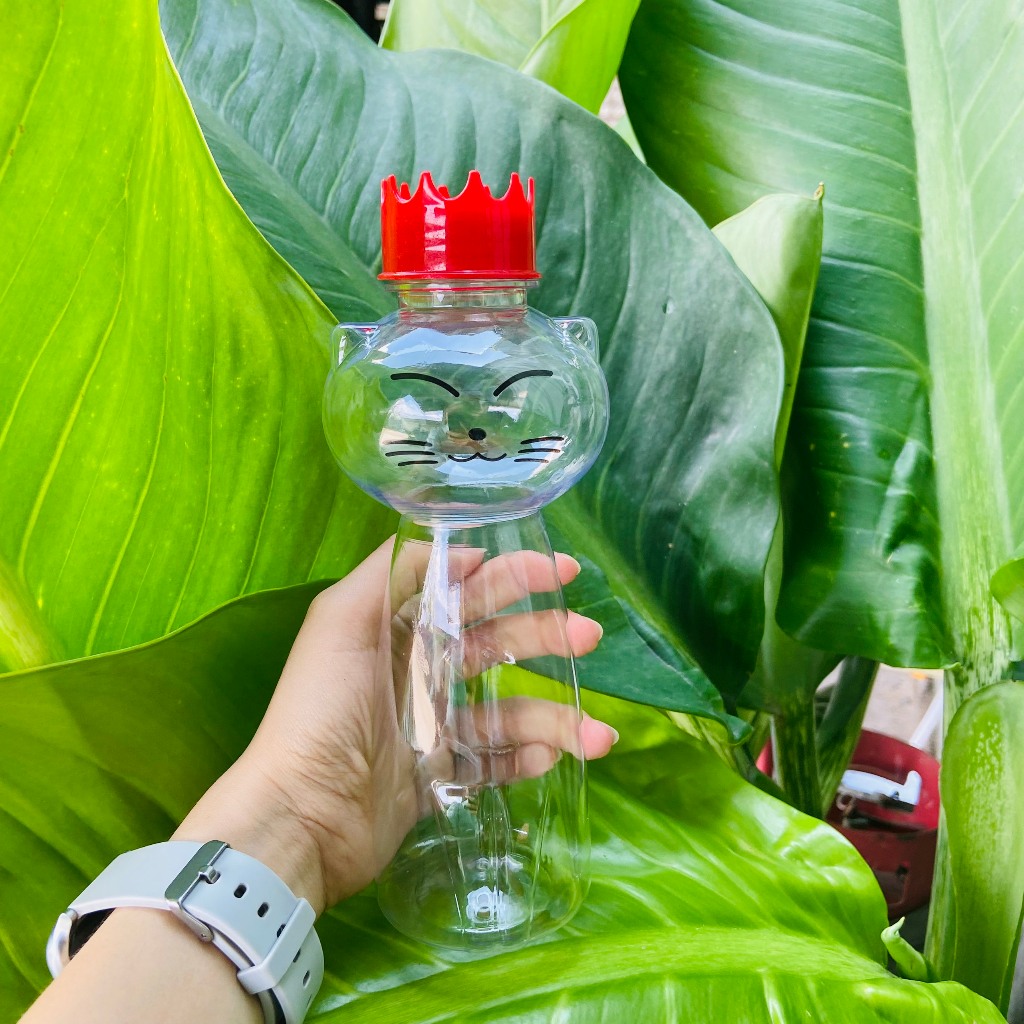 Chai Nhựa PET 500ml | Combo 20 Chai Nhựa PET 500ml Hình Mèo Đen & Mèo Hello Kitty