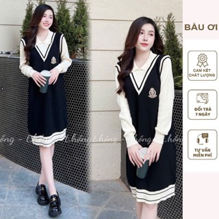 [V470] VÁY ĐẦM BẦU LEN QUẢNG CHÂU CAO CẤP CỔ POLO DÁNG SUÔNG CHẤT LEN ĐẸP DÀY DẶN - ĐẦM BẦU CÔNG SỞ THU ĐÔNG FREESIZE