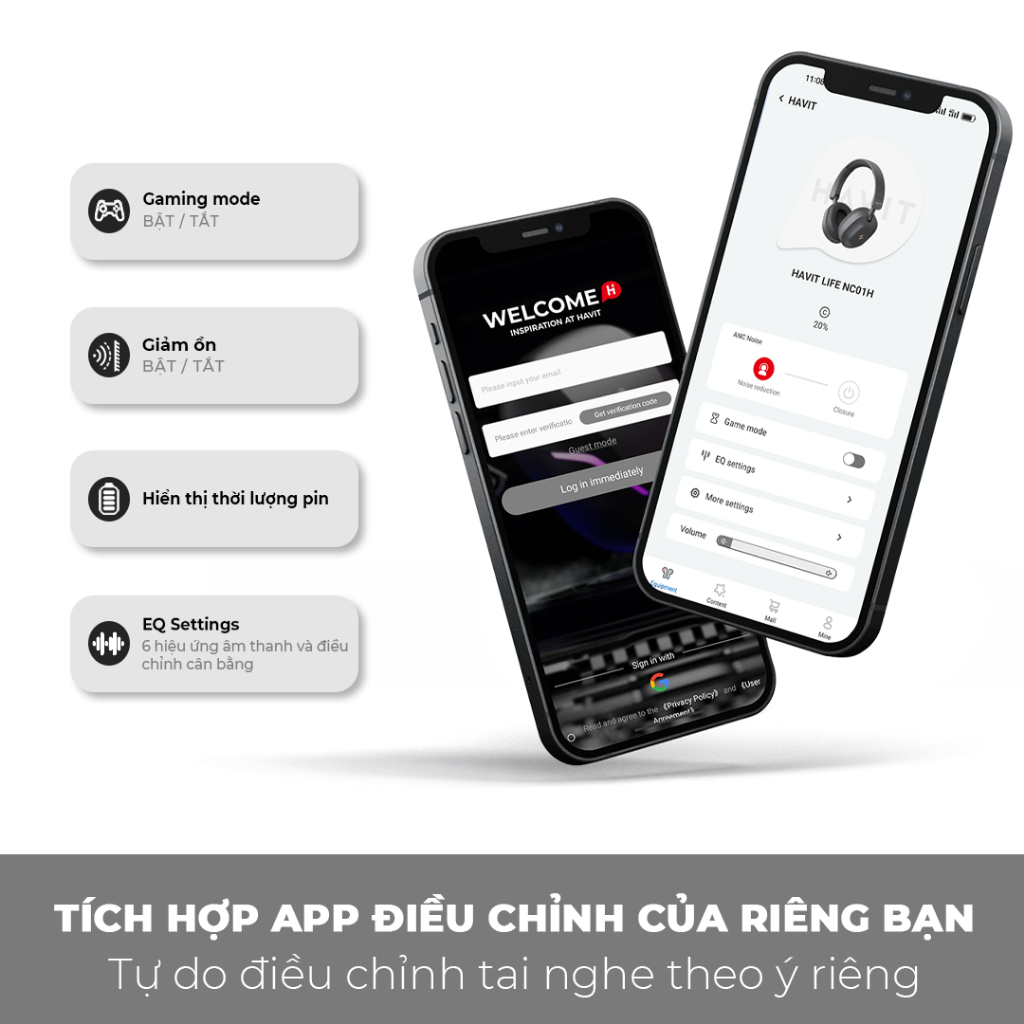 Tai Nghe Headphone HAVIT LIFE NC01H, Bluetooth 5.4, Chống Ồn ANC, Nghe Đến 80H - Hàng Chính Hãng | BigBuy360 - bigbuy360.vn