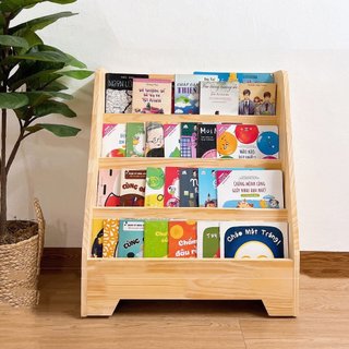 Kệ Sách 4 Tầng Cho Bé , Kệ Gỗ Đa Năng Chất Liệu Gỗ Thông Tự Nhiên An Toàn