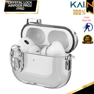 Ốp Case Bao Trong Suốt Dành Cho Airpods Pro/ Airpods Pro 2, Khoá An Toàn, Chống Sốc, Kai.N Crystal Lock, Kèm Móc Treo