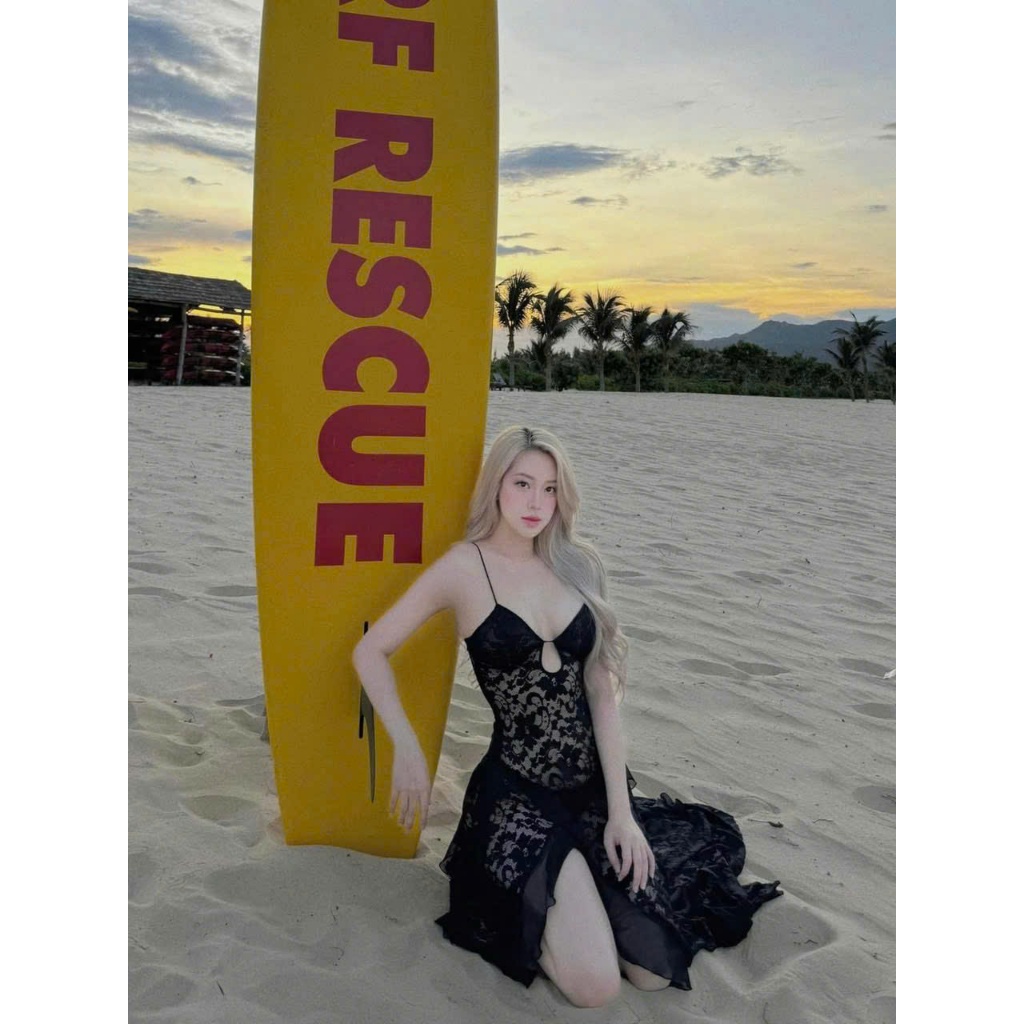 [ BKN 079 ] Ren Đi Biển Hai Dây Xuyên Thấu Dáng Dài,Váy Maxi Xẻ Đùi kèm quần trong  sang chảnh ( sẵn mút)Nữ Women | BigBuy360 - bigbuy360.vn