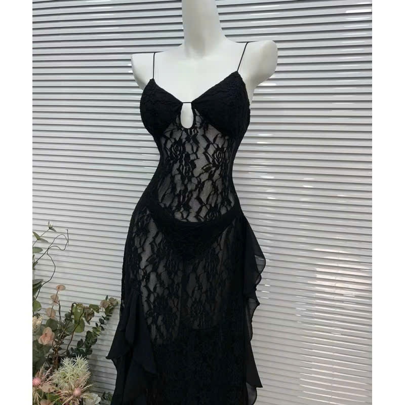 [ BKN 079 ] Ren Đi Biển Hai Dây Xuyên Thấu Dáng Dài,Váy Maxi Xẻ Đùi kèm quần trong  sang chảnh ( sẵn mút)Nữ Women | BigBuy360 - bigbuy360.vn