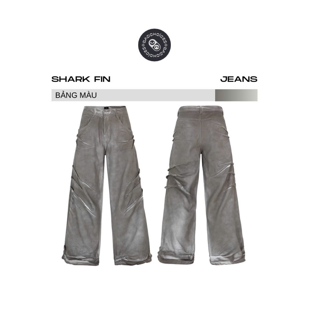 Bad Choices | Quần Jean Shark Fin Wide-Leg ống rộng Wash màu Streetwear Style