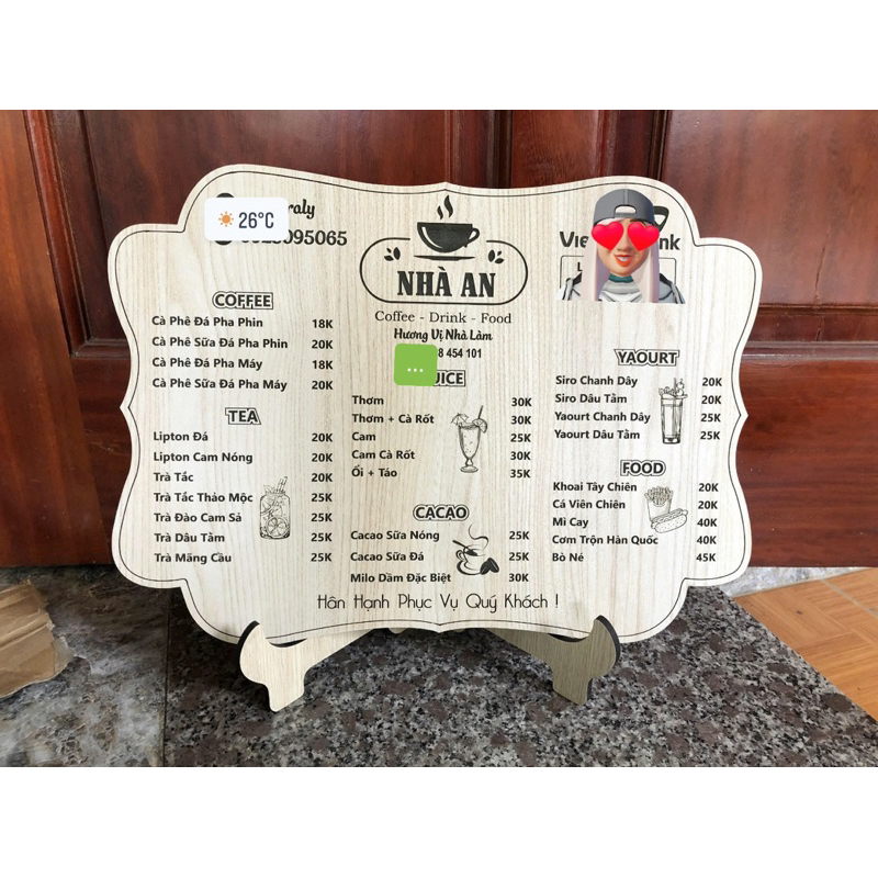 (NEW) Menu gỗ size to khắc laser các mẫu viền, menu để quầy, menu treo tường🥰