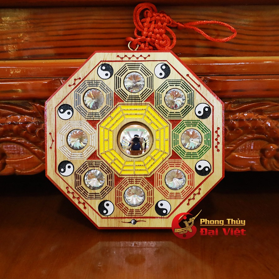 Gương bát q.uái đ.ào mộc cửu cung  - Linh Phẩm Phong Thủy