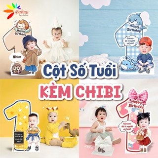 Cột số kèm chibi sinh nhật cho bé trai bé gái