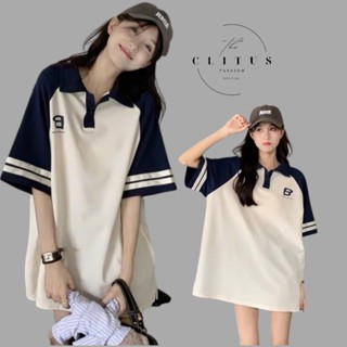 Áo Thun Form Rộng Tay Lỡ Cổ POLO chứ B - CLITUS FASHION