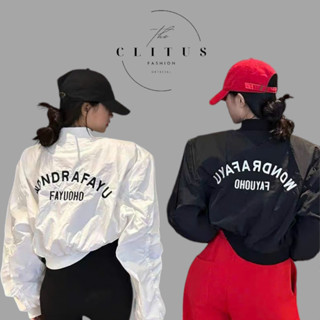 Áo Khoác Dù Nữ In logo Sau Lưng From Croptop - CLITUS FASHION