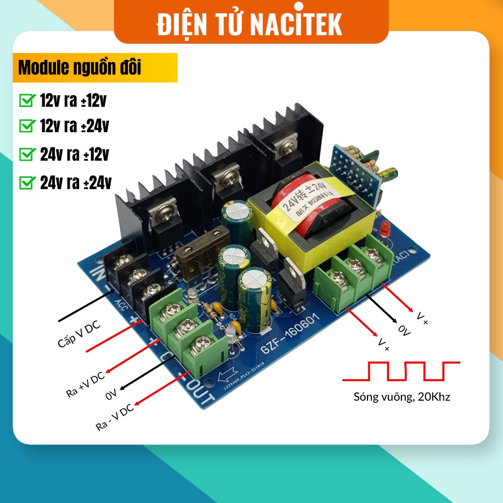 [NSHOP] Module chuyển đổi 12VDC - 24VDC ra nguồn đôi 12V - 24V