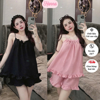 Bộ đồ ngủ 2 dây sexy gợi cảm lại dễ thương ,bộ lụa mặc nhà mùa hè cho nữ  free size 40-60kg