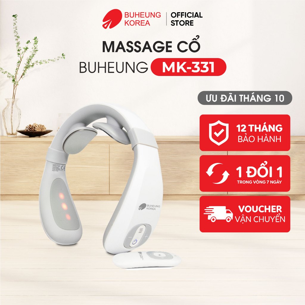 Máy Massage Cổ Cầm Tay Buheung MK-331, 5 Chế Độ, Công Nghệ Xung Điện, Điều Khiển Từ Xa, Nhỏ Gọn