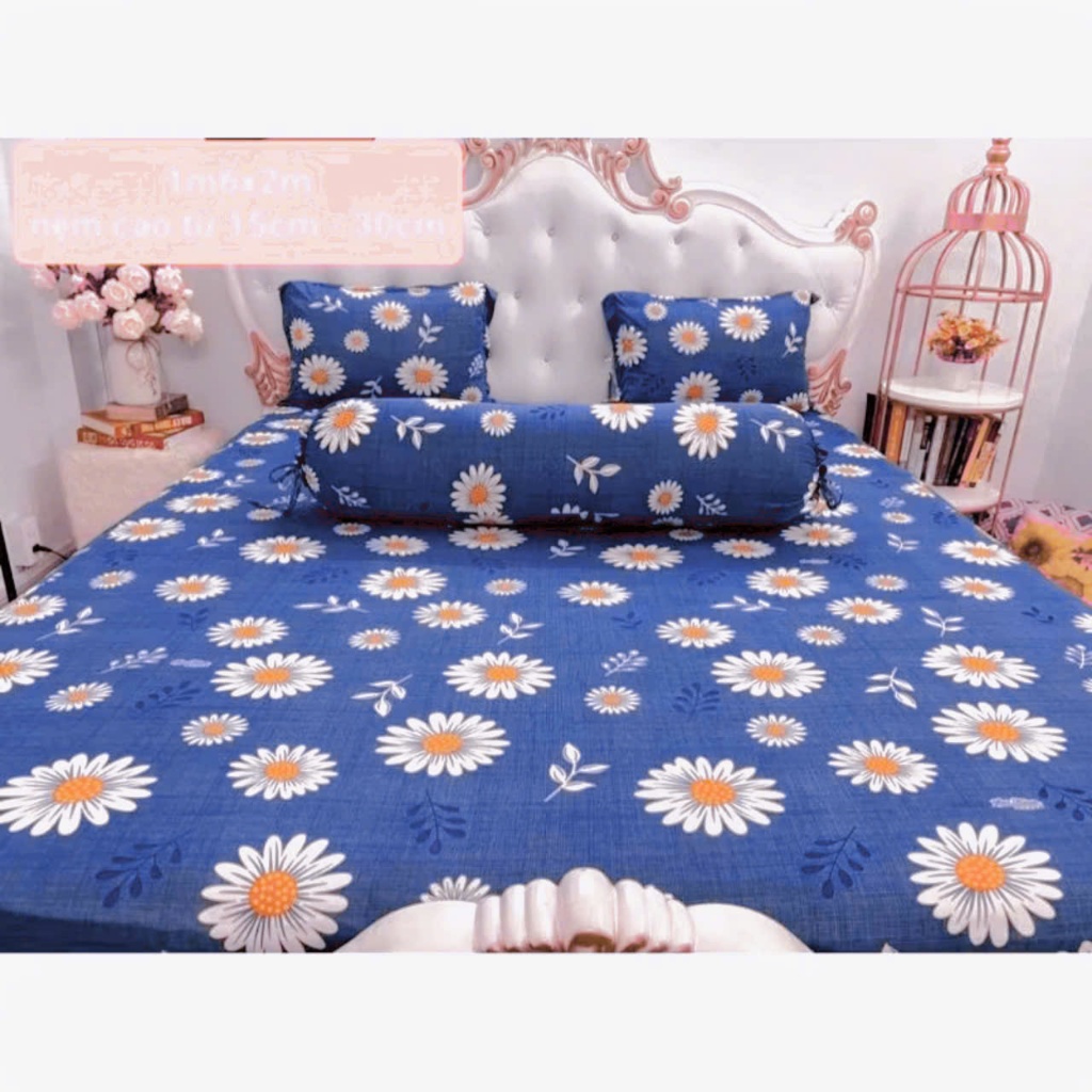Sỉ ga trải giường 1m8x2m, ga chun trải giường polly cotton nhiều mẫu