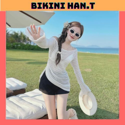 Đồ bơi Thời Trang đi biển Sét 3 món áo bra kèm khoác có mút quần POLY UMI xịn kèm áo ren chuẩn hình,