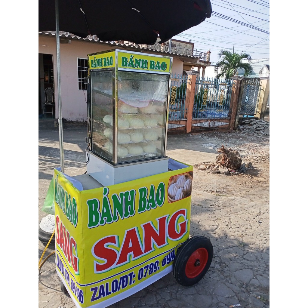 Tủ trưng bày bánh bao MV05  Với inox bóng loáng ,kính cường lực 2 lớp.