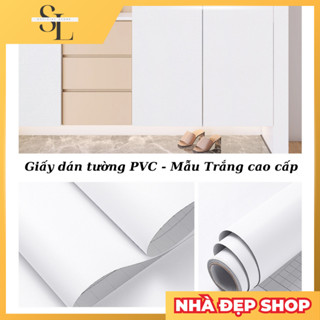 Giấy Dán Tường PVC cao cấp, dán tường phòng khách, có sẵn keo, khổ 60cmx5m - Decal tường trơn chống nước - Trang trí Nhà