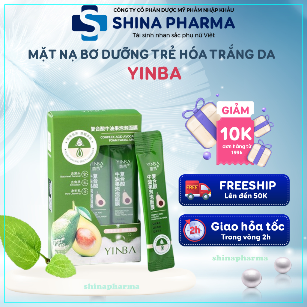 Mask Sủi Bọt Bơ Thải Độc YINBA - Mặt Nạ Bơ YINBA Thải Độc Trắng Da, Sach Lỗ Chân Lông, Trẻ Hóa Da