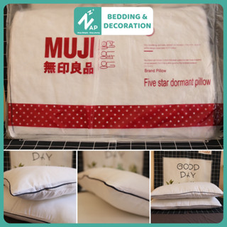 (Loại 1) Cặp Ruột Gối Muji Bông Gòn Size 50X70 Tinh Khiết Loại Mỏng Siêu Mềm Êm Ái Napbedding