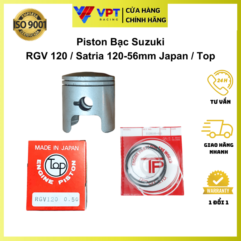 Piston bạc Xipo Satria 120, RGV 120, RGX 120 chính hãng Top TOP-KIT-RIK