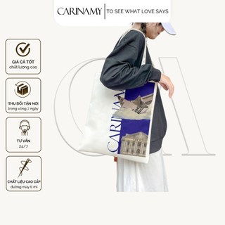 Túi Tote CARINAMY in họa tiết chất liệu vải canvas cotton dày dặn