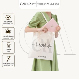 Túi Tote CARINAMY in họa tiết chất liệu vải canvas cotton dày dặn