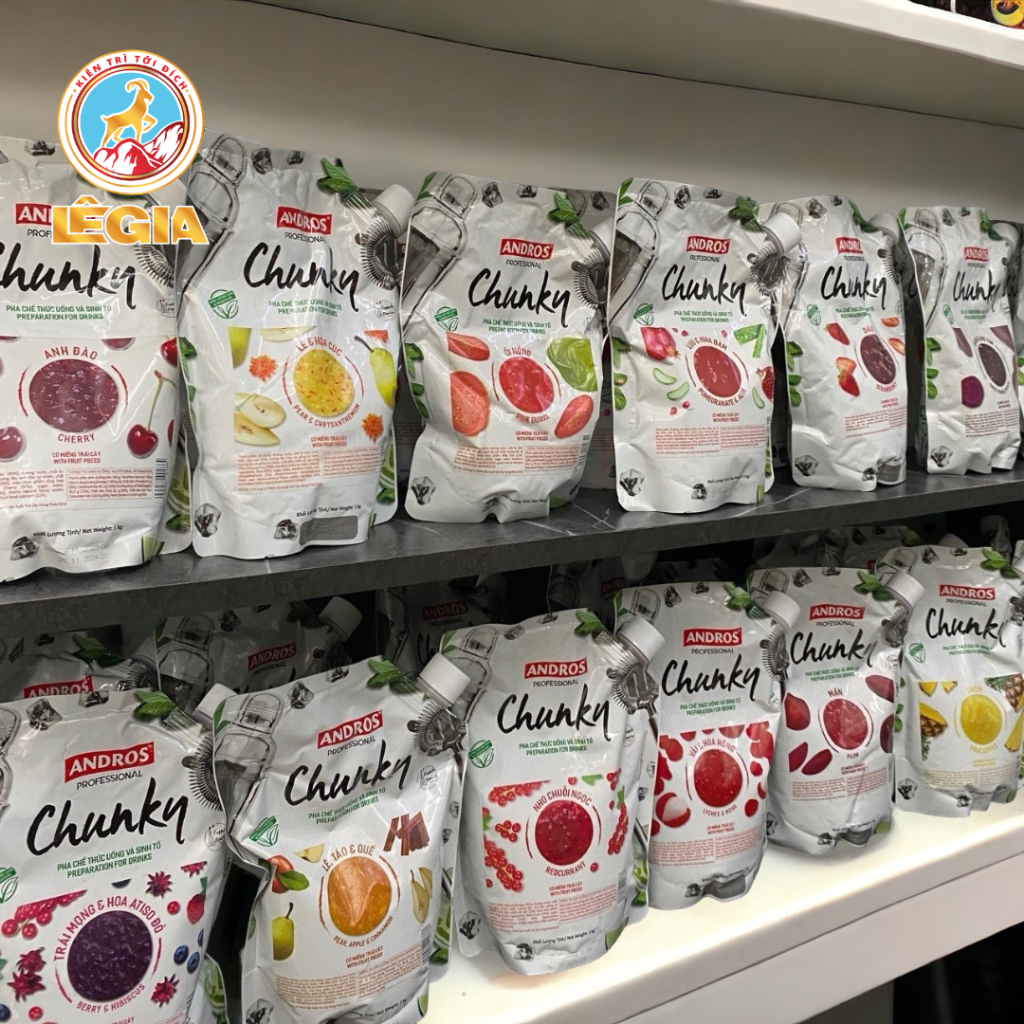 MỨT TRÁI CÂY CHUNKY ANDROS CÓ XÁC TRÁI CÂY, ĐỦ TẤT CẢ CÁC VỊ - TÚI 1KG TIỆN DỤNG DỄ BẢO QUẢN